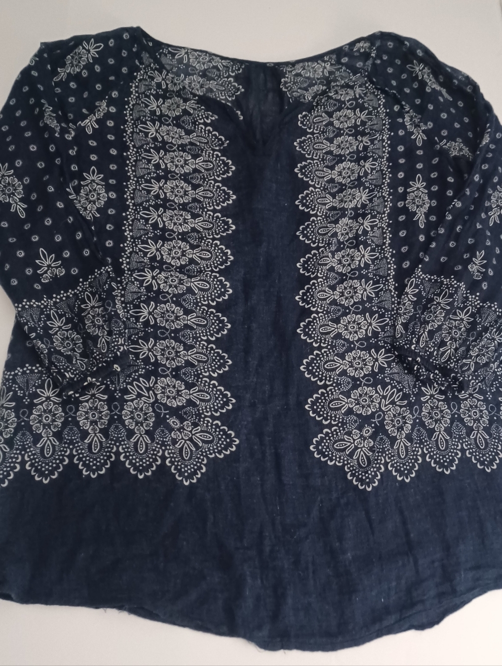 Unbranded Navy Bandana Print Sheer Tunic Top Sz L